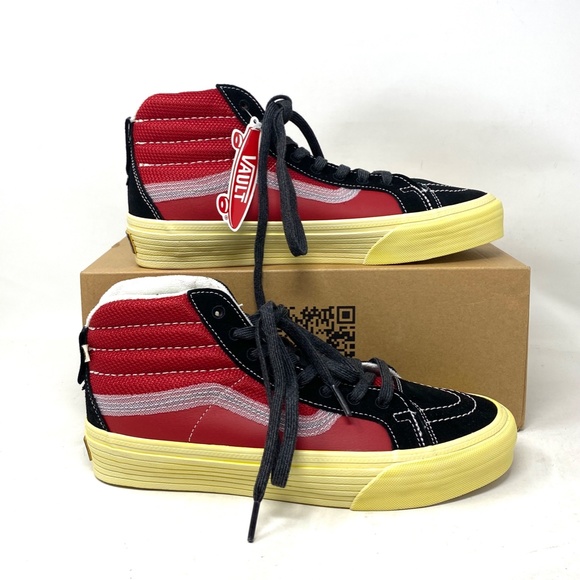 VANS Sk8-Hi Notchback Split VR3 Shoes Women Leather Red Black Canvas VN0A5FBH458 - Picture 3 of 9